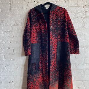 New with tags, Red animal print coat size L